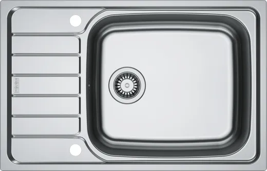 FRANKE Kchensple Spark SKL 611-78 (50) XL Einbausple / Edelstahlsple Leinenoptik mit Einbaurand und Siebkorb als Drehknopfventil