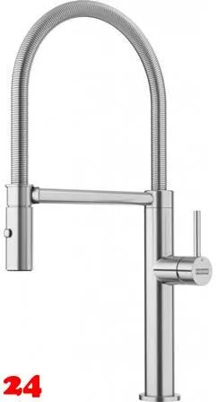 FRANKE Kchenarmatur Pescara J Semi Pro Einhebelmischer Edelstahl massiv mit Pendelbrause umstellbar 360 schwenkbarer Auslauf