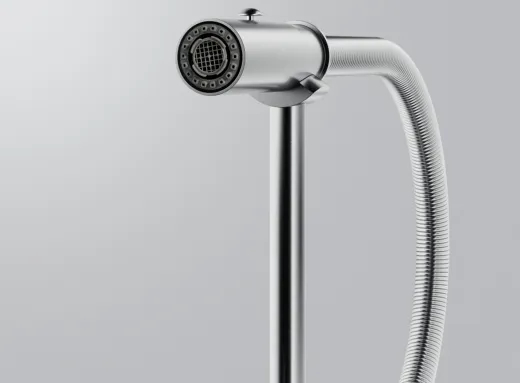 FRANKE Kchenarmatur Pescara J Semi Pro Einhebelmischer Edelstahl massiv mit Pendelbrause umstellbar 360 schwenkbarer Auslauf