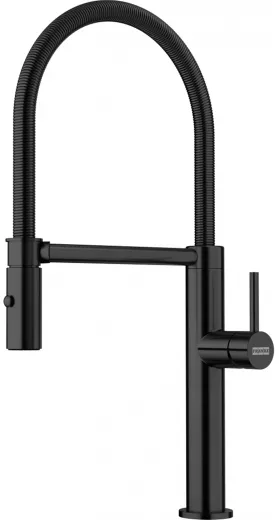 FRANKE Kchenarmatur Pescara J Semi Pro Einhebelmischer Edelstahl Industrial Black (PVD) mit Pendelbrause umstellbar 360 schwenkbarer Auslauf