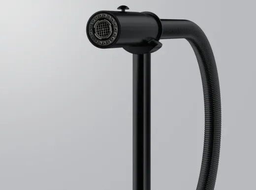 FRANKE Kchenarmatur Pescara J Semi Pro Einhebelmischer Edelstahl Industrial Black (PVD) mit Pendelbrause umstellbar 360 schwenkbarer Auslauf