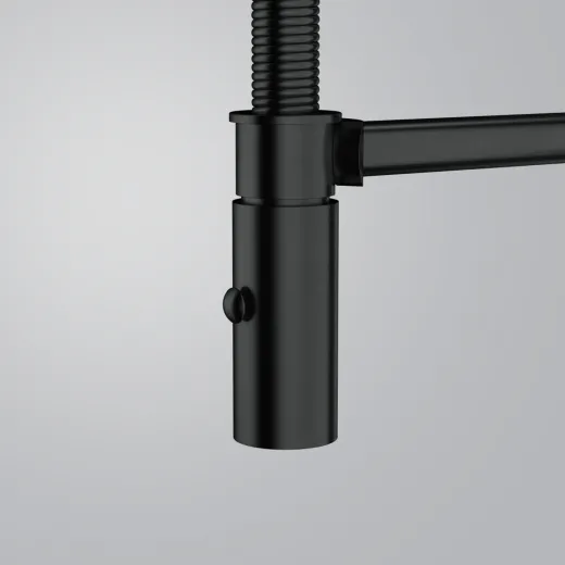FRANKE Kchenarmatur Pescara J Semi Pro Einhebelmischer Edelstahl Industrial Black (PVD) mit Pendelbrause umstellbar 360 schwenkbarer Auslauf