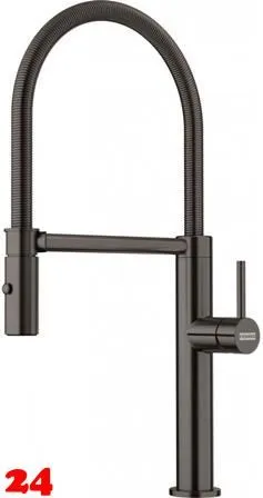 FRANKE Kchenarmatur Pescara J Semi Pro Einhebelmischer Edelstahl Anthracite (PVD) mit Pendelbrause umstellbar 360 schwenkbarer Auslauf