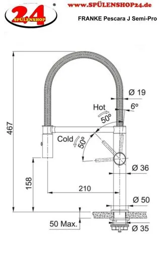 FRANKE Kchenarmatur Pescara J Semi Pro Einhebelmischer Edelstahl Anthracite (PVD) mit Pendelbrause umstellbar 360 schwenkbarer Auslauf