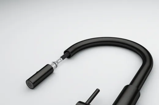 FRANKE Kchenarmatur Pescara J Einhebelmischer Edelstahl Industrial Black (PVD) mit Auszugsbrause umstellbar 360 schwenkbarer Auslauf