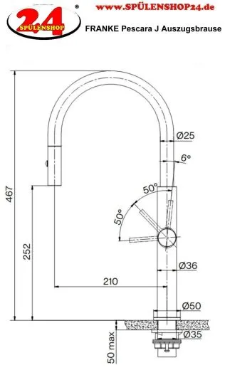 FRANKE Kchenarmatur Pescara J Einhebelmischer Edelstahl Anthracite (PVD) mit Auszugsbrause umstellbar 360 schwenkbarer Auslauf