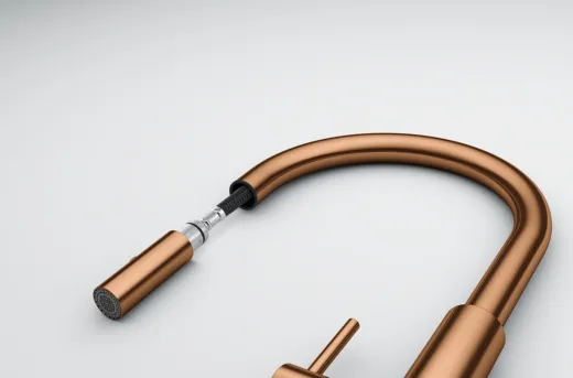 FRANKE Kchenarmatur Pescara J Einhebelmischer Edelstahl Copper (PVD) mit Auszugsbrause umstellbar 360 schwenkbarer Auslauf