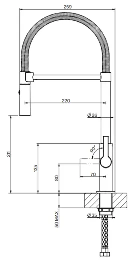 FRANKE Kchenarmatur Maris Slim Semi Pro Einhebelmischer Black Matt mit Pendelbrause umstellbar 360 schwenkbarer Auslauf