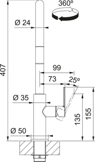 FRANKE Kchenarmatur Maris Slim J Einhebelmischer Chrom mit Zugauslauf 360 schwenkbar