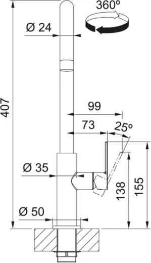 FRANKE Kchenarmatur Maris Slim J Einhebelmischer Chrom mit Festauslauf 360 schwenkbar
