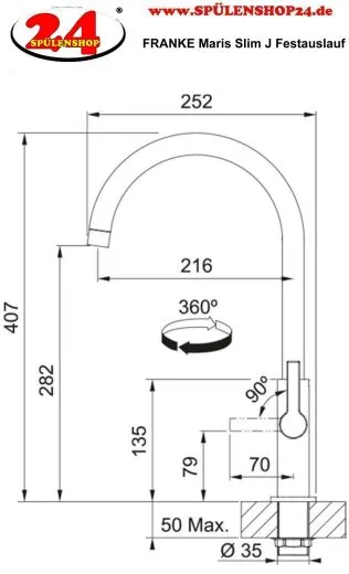 FRANKE Kchenarmatur Maris Slim J Einhebelmischer Black Matt mit Festauslauf 360 schwenkbar