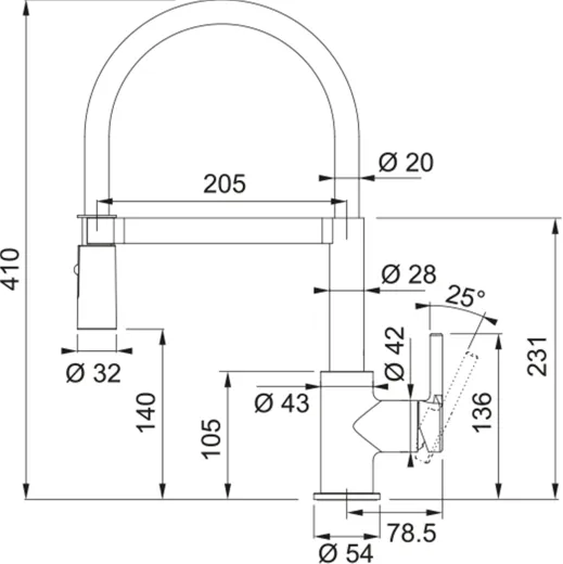 FRANKE Kchenarmatur Lina Semi Pro Einhebelmischer Black Matt mit Pendelbrause umstellbar 360 schwenkbarer Auslauf