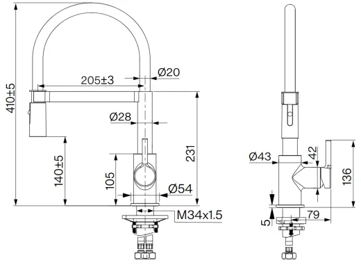 FRANKE Kchenarmatur Lina Semi Pro Einhebelmischer Black Matt mit Pendelbrause umstellbar 360 schwenkbarer Auslauf