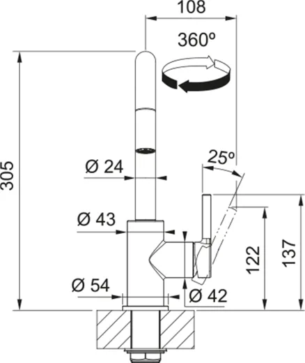 FRANKE Kchenarmatur Lina U Einhebelmischer Chrom mit Zugauslauf 360 schwenkbar