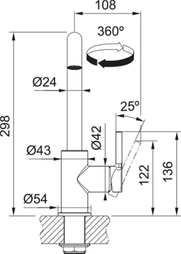 FRANKE Kchenarmatur Lina U Einhebelmischer Chrom mit Festauslauf 360 schwenkbar