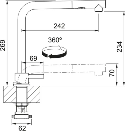 FRANKE Kchenarmatur Mythos Windows Edelstahl massiv V4A (316) mit Zugauslauf und Brausefunktion zur Vorfenstermontage versenkbar