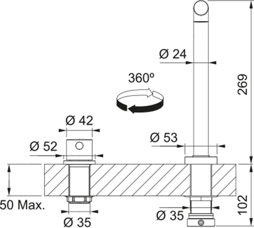 FRANKE Kchenarmatur Mythos Windows Edelstahl massiv V4A (316) mit Zugauslauf und Brausefunktion zur Vorfenstermontage versenkbar