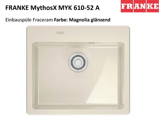 FRANKE Kchensple MythosX MYK 610-52A-Keramik Fraceram Einbausple / Keramiksple mit Siebkorb als Druckknopfventil