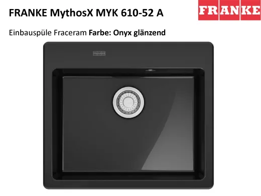 FRANKE Kchensple MythosX MYK 610-52A-Keramik Fraceram Einbausple / Keramiksple mit Siebkorb als Druckknopfventil