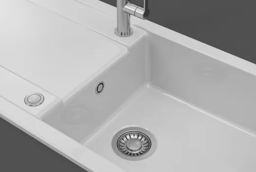 FRANKE Kchensple MarisX MXK 611-100-Keramik Fraceram Einbausple / Keramiksple mit Siebkorb als Druckknopfventil