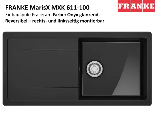 FRANKE Kchensple MarisX MXK 611-100-Keramik Fraceram Einbausple / Keramiksple mit Siebkorb als Druckknopfventil