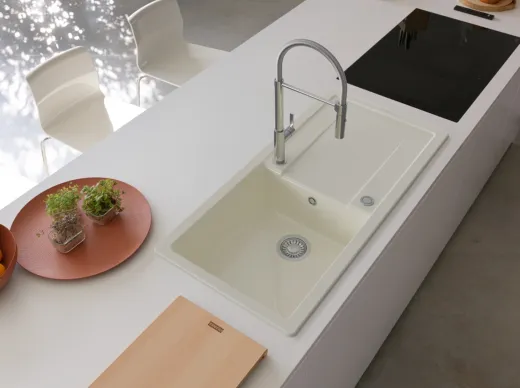 FRANKE Kchensple MarisX MXK 611-100-Keramik Fraceram Einbausple / Keramiksple mit Siebkorb als Druckknopfventil