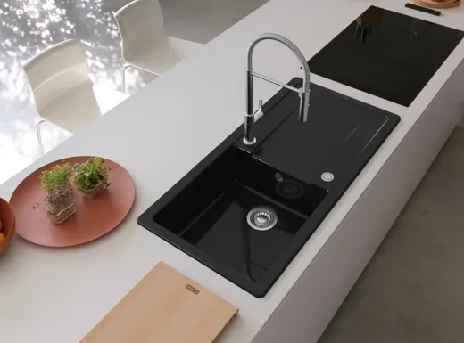 FRANKE Kchensple MarisX MXK 611-100-Keramik Fraceram Einbausple / Keramiksple mit Siebkorb als Druckknopfventil