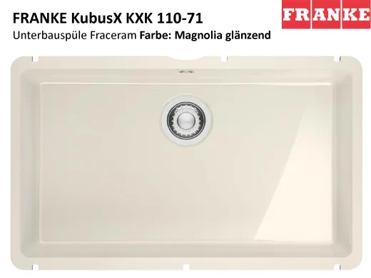 FRANKE Kchensple KubusX KXK 110-71 Keramik Fraceram Keramiksple / Unterbausple (Montage unter die APL) mit Siebkorb als Stopfenventil