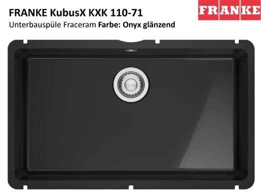 FRANKE Kchensple KubusX KXK 110-71 Keramik Fraceram Keramiksple / Unterbausple (Montage unter die APL) mit Siebkorb als Stopfenventil