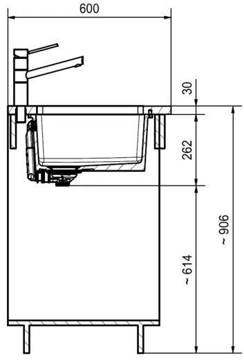 FRANKE Kchensple KubusX KXK 110-71 Keramik Fraceram Keramiksple / Unterbausple (Montage unter die APL) mit Siebkorb als Stopfenventil
