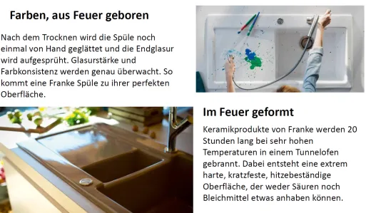 FRANKE Kchensple KubusX KXK 110-51 Keramik Fraceram Keramiksple / Unterbausple (Montage unter die APL) mit Siebkorb als Stopfenventil