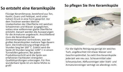 FRANKE Kchensple KubusX KXK 110-51 Keramik Fraceram Keramiksple / Unterbausple (Montage unter die APL) mit Siebkorb als Stopfenventil