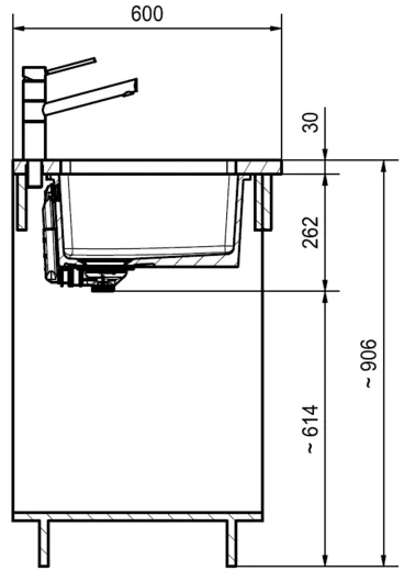 FRANKE Kchensple KubusX KXK 110-51 Keramik Fraceram Keramiksple / Unterbausple (Montage unter die APL) mit Siebkorb als Stopfenventil
