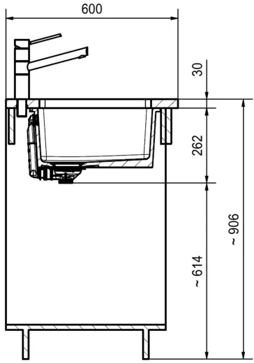 FRANKE Kchensple KubusX KXK 110-41 Keramik Fraceram Keramiksple / Unterbausple (Montage unter die APL) mit Siebkorb als Stopfenventil