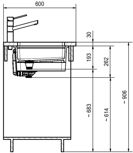 FRANKE Kchensple KubusX KXK 160-37-12 Keramik Fraceram Keramiksple / Unterbausple (Montage unter die APL) mit Siebkorb als Stopfenventil