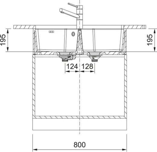 FRANKE Splstein / Splmodul Doppelbecken Belfast BFK 720-36-36 Keramik Fraceram Keramiksple mit Siebkorb als Stopfenventil
