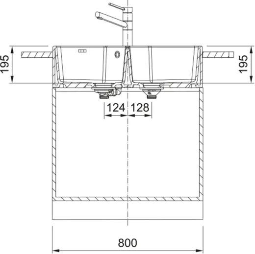 FRANKE Splstein / Splmodul Doppelbecken Belfast BFK 720-36-36 Keramik Fraceram Keramiksple mit Siebkorb als Stopfenventil