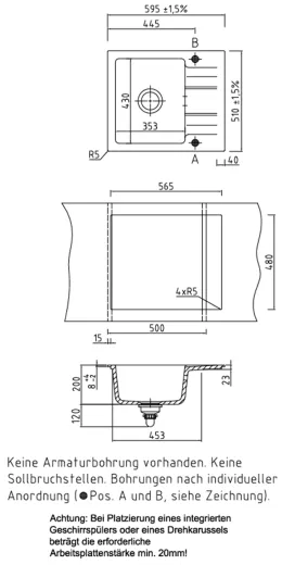 Systemceram KeraDomo GENEA 60-BASIC Keramiksp�le / Einbausp�le in Standardfarben f�r die K�che