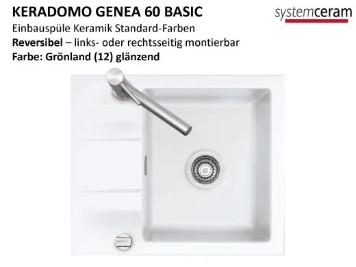 Systemceram KeraDomo GENEA 60-BASIC Keramiksp�le / Einbausp�le in Standardfarben f�r die K�che