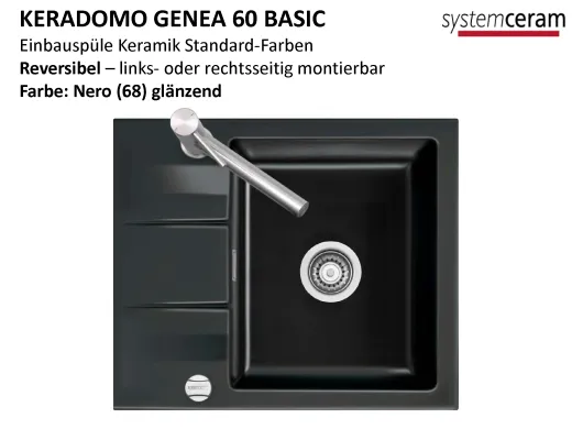 Systemceram KeraDomo GENEA 60-BASIC Keramiksp�le / Einbausp�le in Standardfarben f�r die K�che
