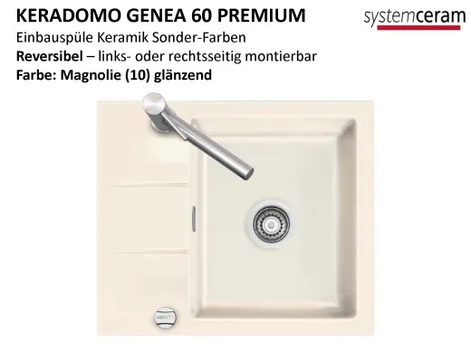 Systemceram KeraDomo GENEA 60-PREMIUM Keramiksp�le / Einbausp�le in Sonderfarben f�r die K�che
