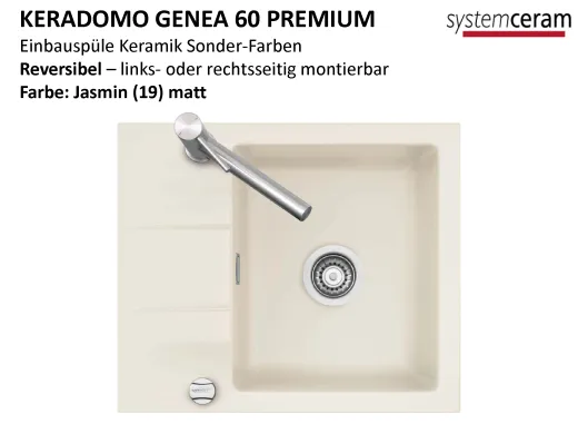 Systemceram KeraDomo GENEA 60-PREMIUM Keramiksp�le / Einbausp�le in Sonderfarben f�r die K�che
