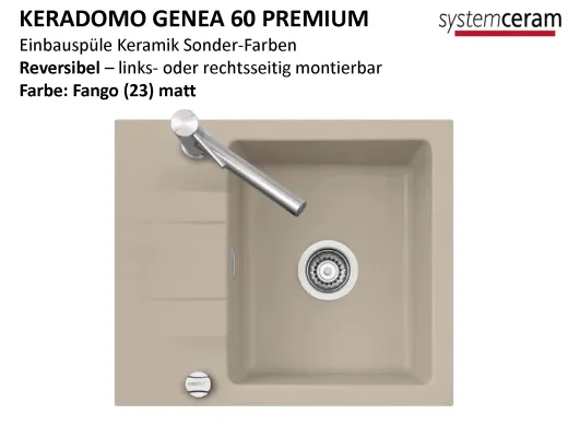 Systemceram KeraDomo GENEA 60-PREMIUM Keramiksp�le / Einbausp�le in Sonderfarben f�r die K�che