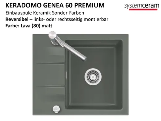 Systemceram KeraDomo GENEA 60-PREMIUM Keramiksp�le / Einbausp�le in Sonderfarben f�r die K�che