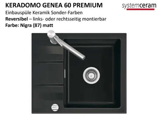 Systemceram KeraDomo GENEA 60-PREMIUM Keramiksp�le / Einbausp�le in Sonderfarben f�r die K�che