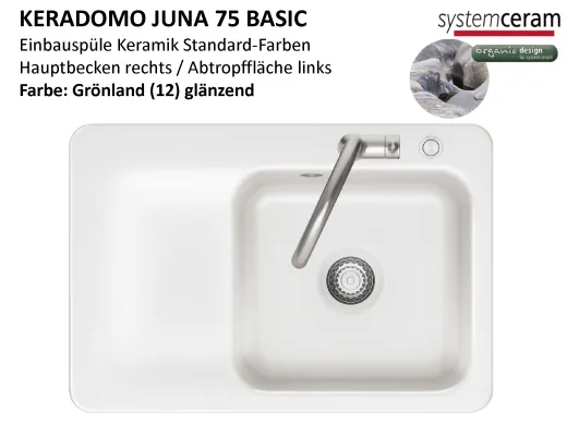 Systemceram KeraDomo JUNA 75 Basic Keramiksp�le / Einbausp�le in Standardfarben f�r die K�che