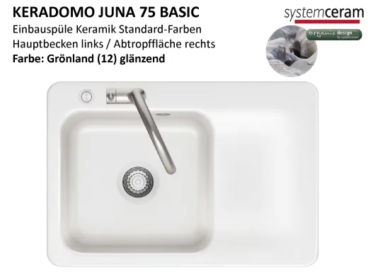 Systemceram KeraDomo JUNA 75 Basic Keramiksp�le / Einbausp�le in Standardfarben f�r die K�che