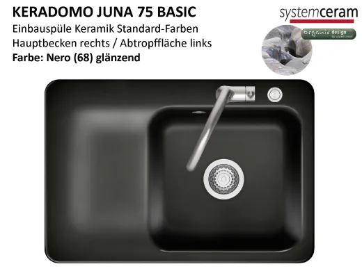 Systemceram KeraDomo JUNA 75 Basic Keramiksp�le / Einbausp�le in Standardfarben f�r die K�che