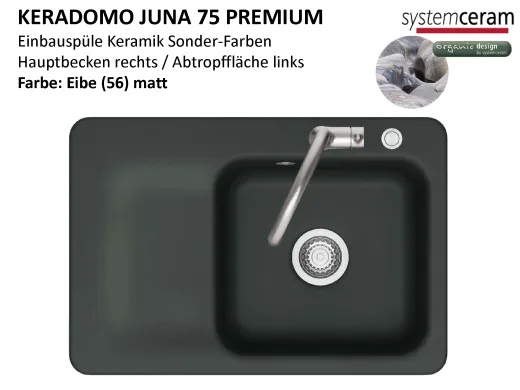 Systemceram KeraDomo JUNA 75 Premium Keramiksp�le / Einbausp�le in Sonderfarben f�r die K�che