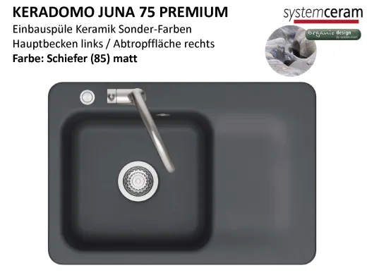 Systemceram KeraDomo JUNA 75 Premium Keramiksp�le / Einbausp�le in Sonderfarben f�r die K�che